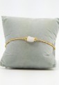 Women's Gold Macramé Bracelet with Natural White Quartz Stone 527300-8
