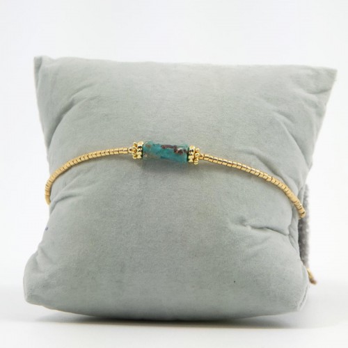 Women's Gold Macramé Bracelet With Natural Turquoise Stone 527300-9