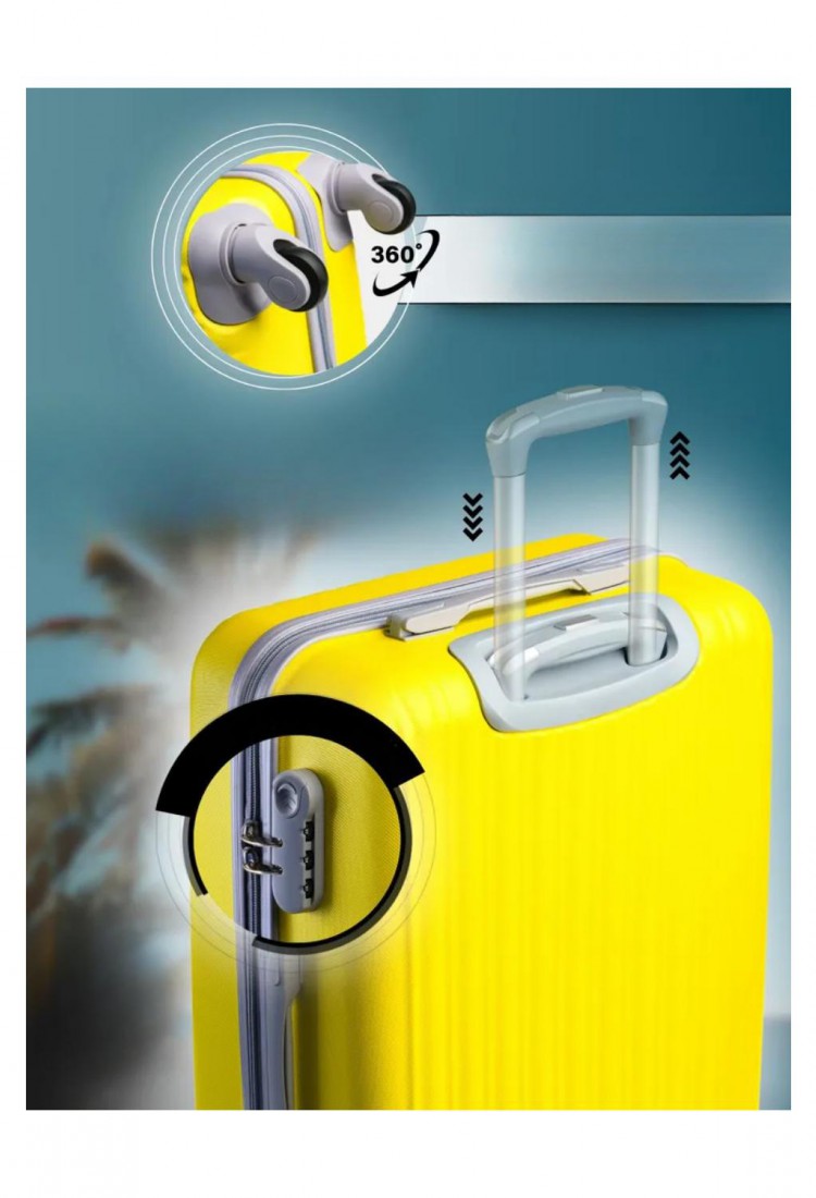 Medium Hard Shell Suitcase 64×40×24 cm with 4 Wheels and Security Lock Y000374-6