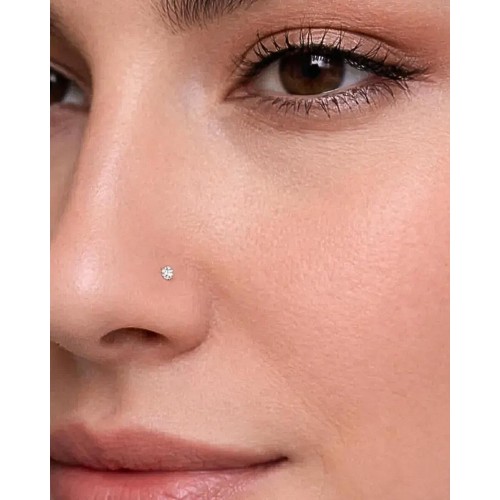 Γυναικείο Σκουλαρίκι Piercing Μύτης Με Γυαλιστερή Πέτρα 527346