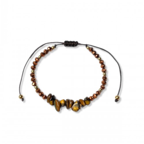 Women's Macrame Bracelet with Natural Tiger Eye Stone And Beads 527299-2