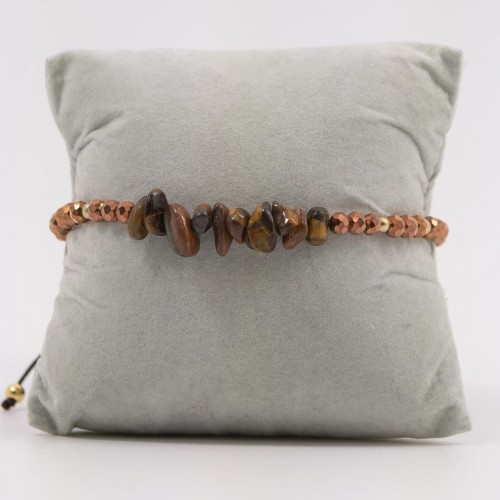 Women's Macrame Bracelet with Natural Tiger Eye Stone And Beads 527299-2
