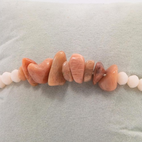 Women's Macrame Bracelet with Natural Peach Aventurine Stone and Shiny Beads 527299-3