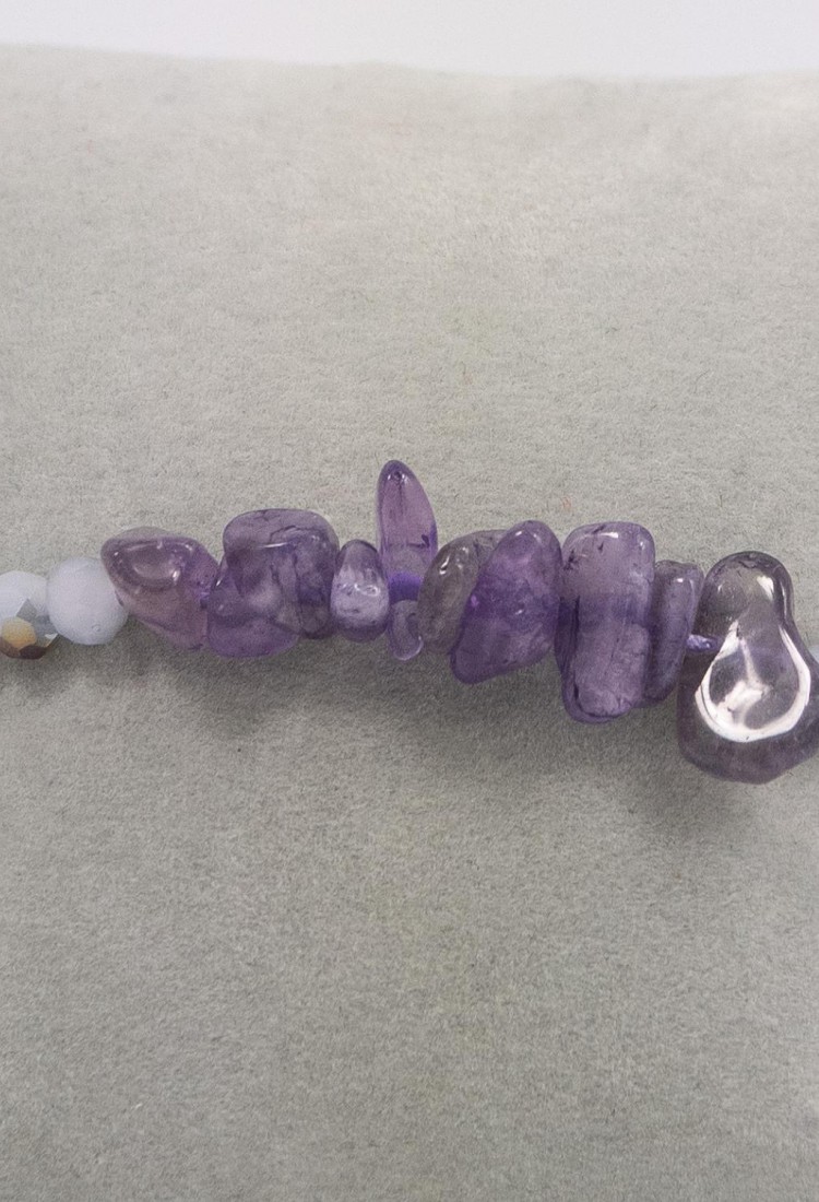 Γυναικείο Μακραμέ Βραχιόλι Με Πέτρα Μοβ Amethyst Και Χάντρες 527299-5
