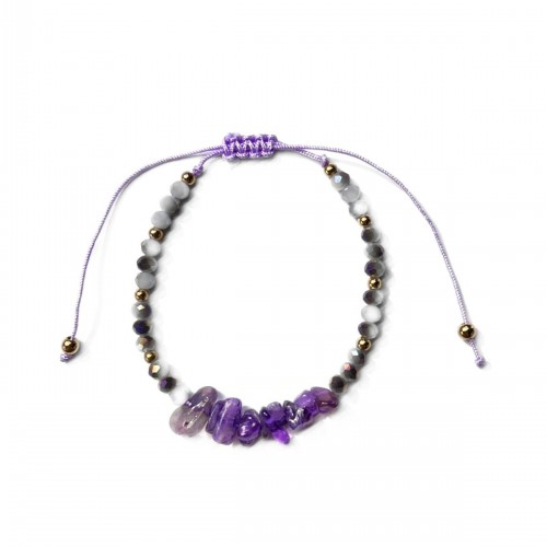 Women's Macrame Bracelet with Purple Amethyst Stone and Beads 527299-5