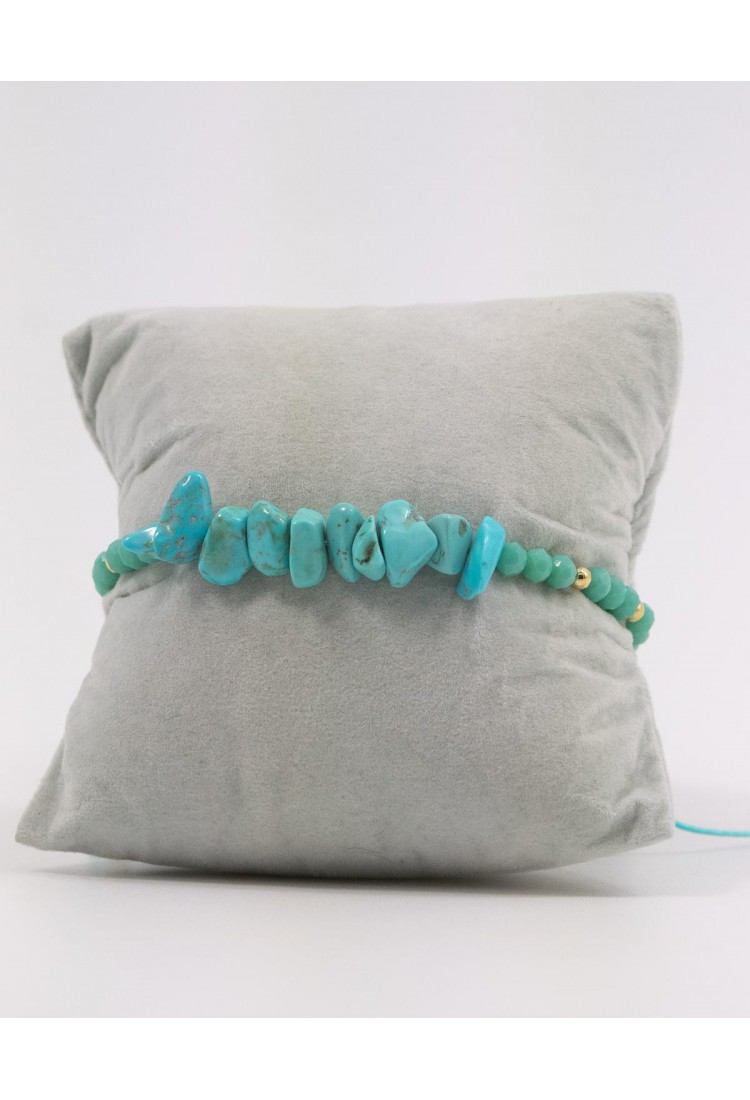 Women's Macrame Bracelet with Natural Turquoise Stone and Shiny Beads 527299-6