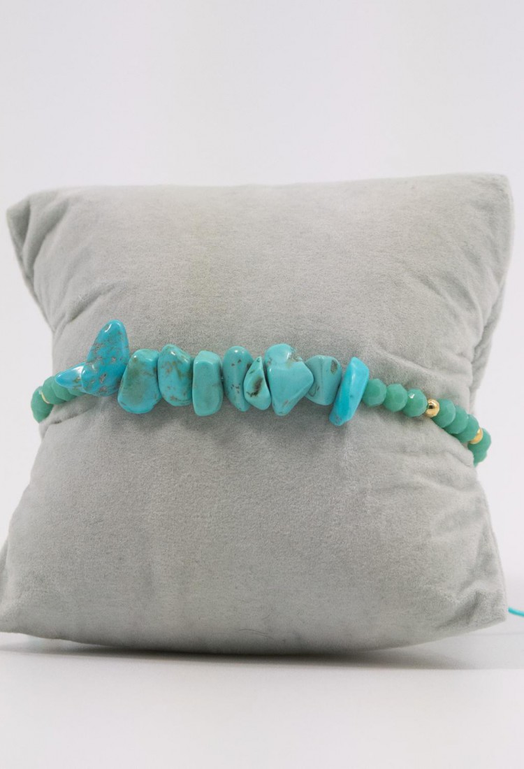 Women's Macrame Bracelet with Natural Turquoise Stone and Shiny Beads 527299-6