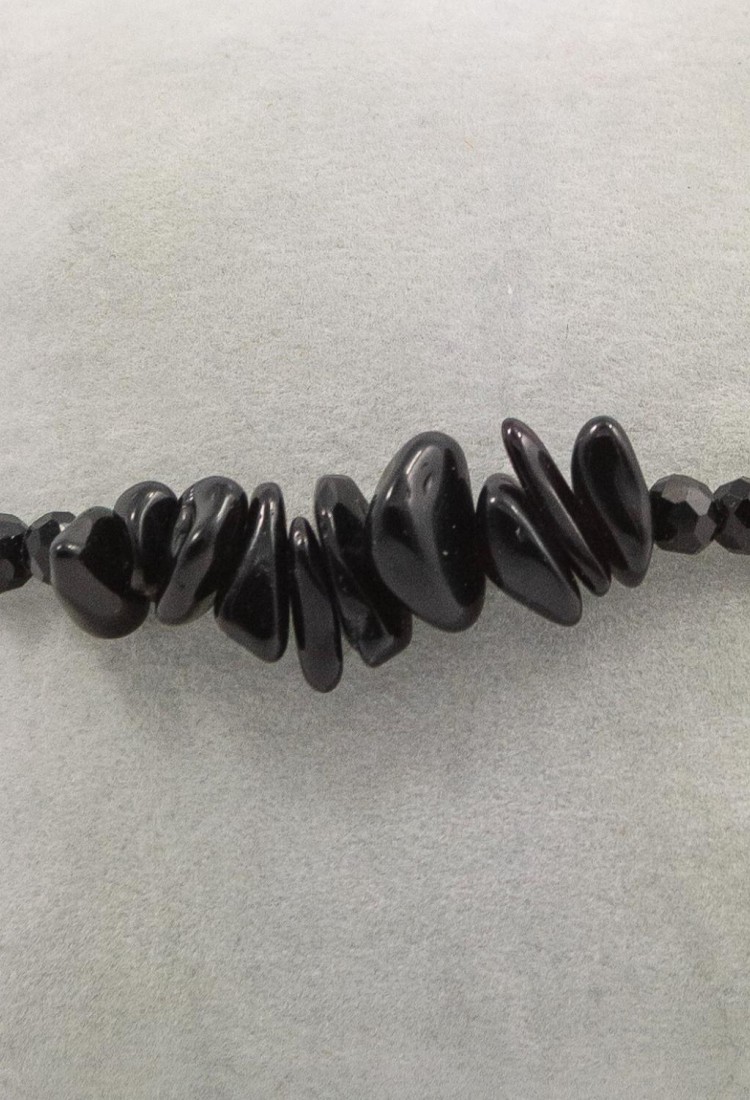 Women's Macrame Bracelet With Natural Black Onyx Stone and Shiny Beads 527299-7