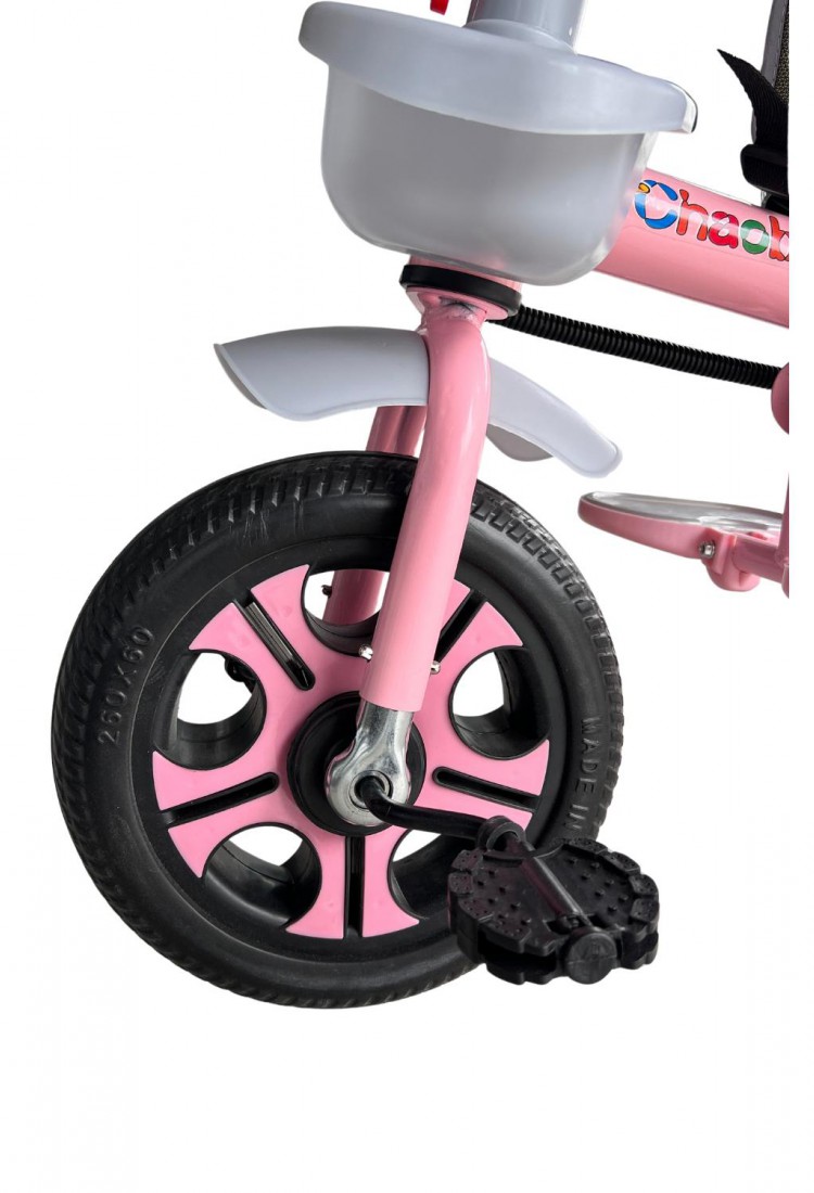 Children’s Pink 3-Wheel Tricycle With Parent Handle And Canopy For Kids 2–6 Years 525821-1