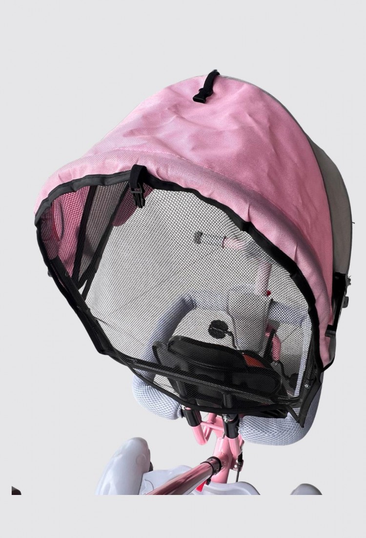 Children’s Pink 3-Wheel Tricycle With Parent Handle And Canopy For Kids 2–6 Years 525821-1