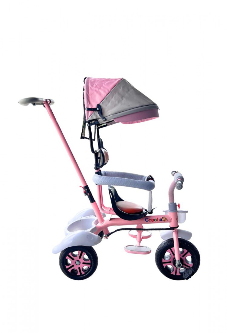 Children’s Pink 3-Wheel Tricycle With Parent Handle And Canopy For Kids 2–6 Years 525821-1