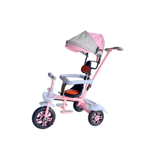 Children’s Pink 3-Wheel Tricycle With Parent Handle And Canopy For Kids 2–6 Years 525821-1