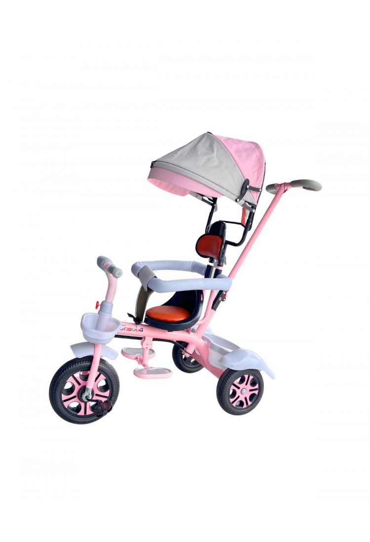 Children’s Pink 3-Wheel Tricycle With Parent Handle And Canopy For Kids 2–6 Years 525821-1