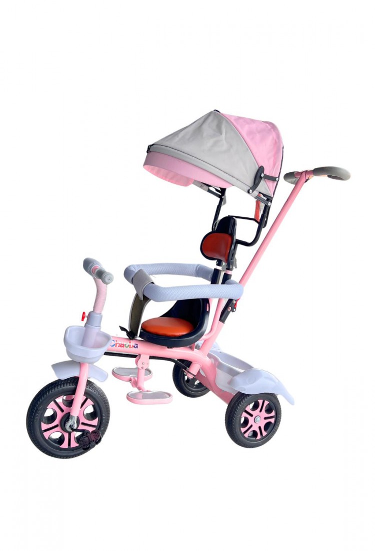 Children’s Pink 3-Wheel Tricycle With Parent Handle And Canopy For Kids 2–6 Years 525821-1