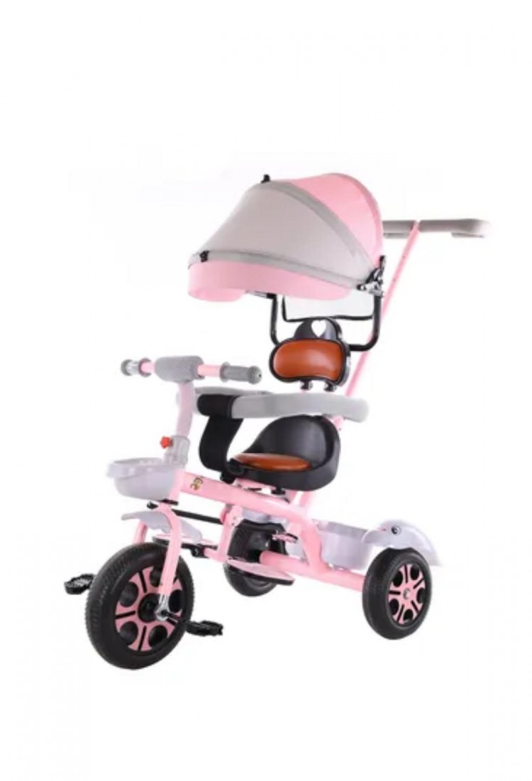 Children’s Pink 3-Wheel Tricycle With Parent Handle And Canopy For Kids 2–6 Years 525821-1