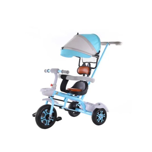 Children’s Blue 3-Wheel Tricycle with Parent Handle and Canopy for Kids 2–6 Years 