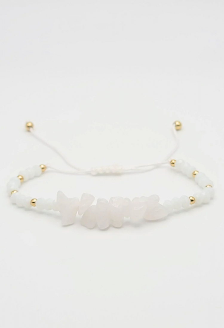 Γυναικείο Μακραμέ Βραχιόλι με Milky Quartz Πέτρες 527299-11