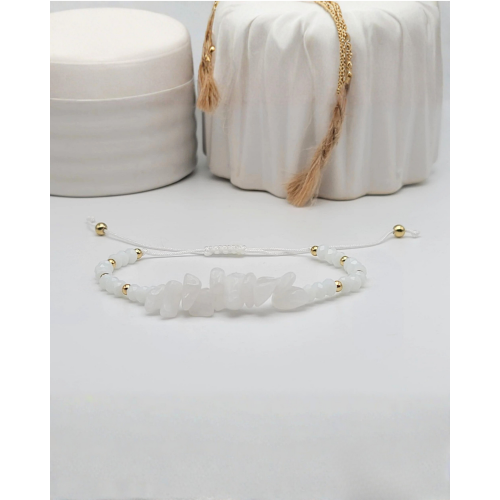 Γυναικείο Μακραμέ Βραχιόλι με Milky Quartz Πέτρες 527299-11