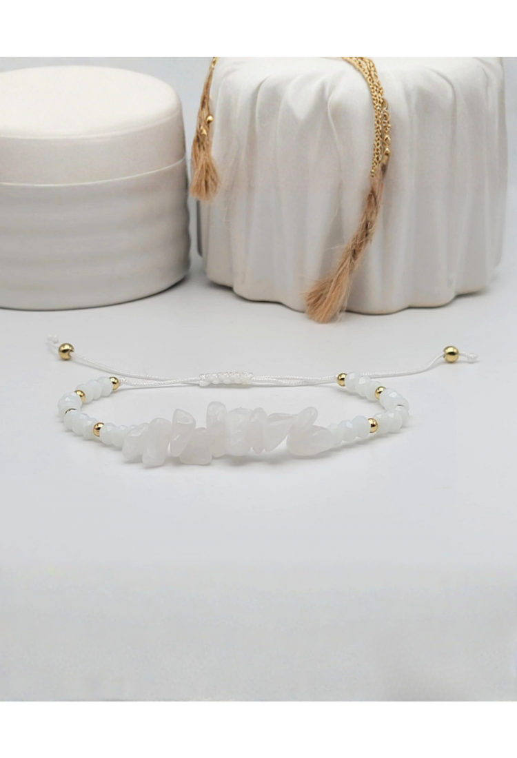 Γυναικείο Μακραμέ Βραχιόλι με Milky Quartz Πέτρες 527299-11