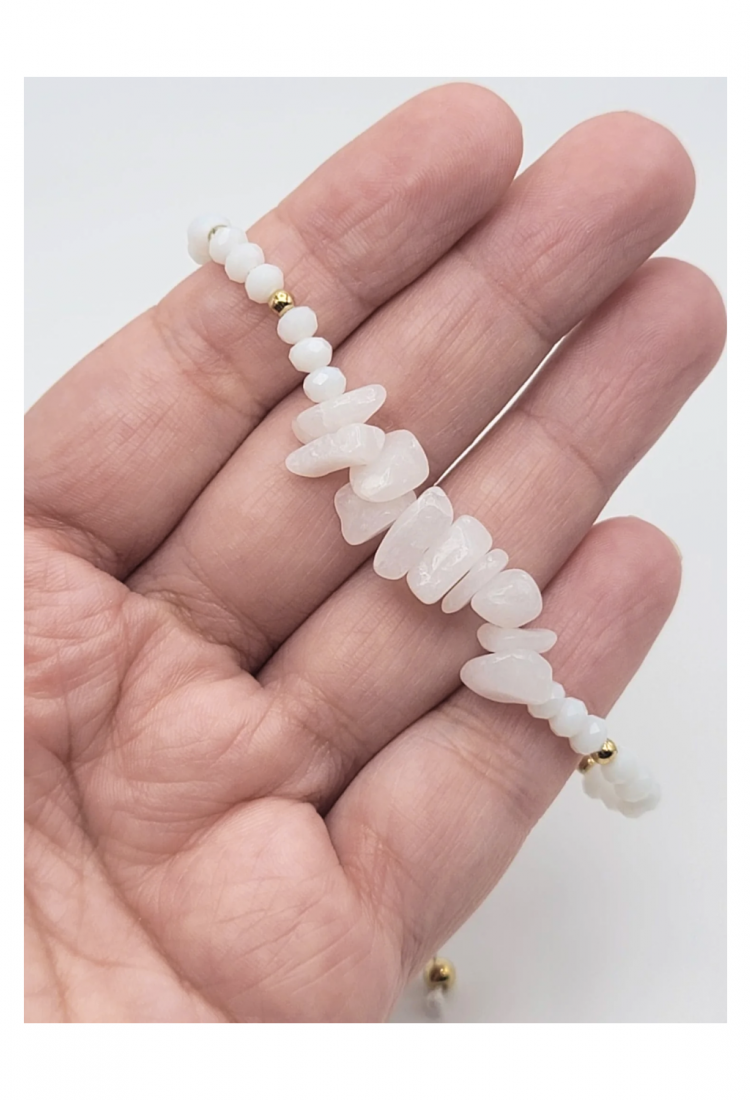 Γυναικείο Μακραμέ Βραχιόλι με Milky Quartz Πέτρες 527299-11