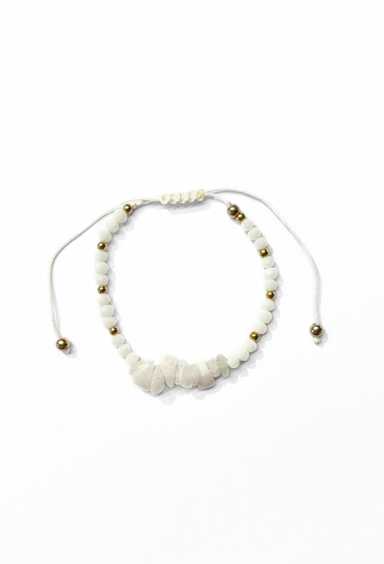 Γυναικείο Μακραμέ Βραχιόλι με Milky Quartz Πέτρες 527299-11