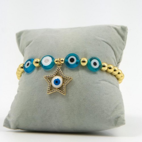 Women's Elastic Evil Eye Bracelet with Star 527294-2