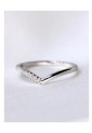 Women's Silver V Shape Ring With Shiny Stones 527365