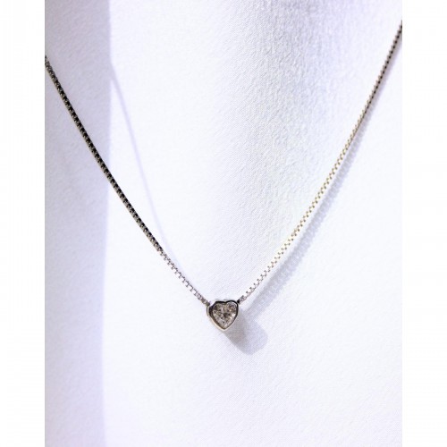 Women's Silver Heart Necklace With Shiny Stone 527354