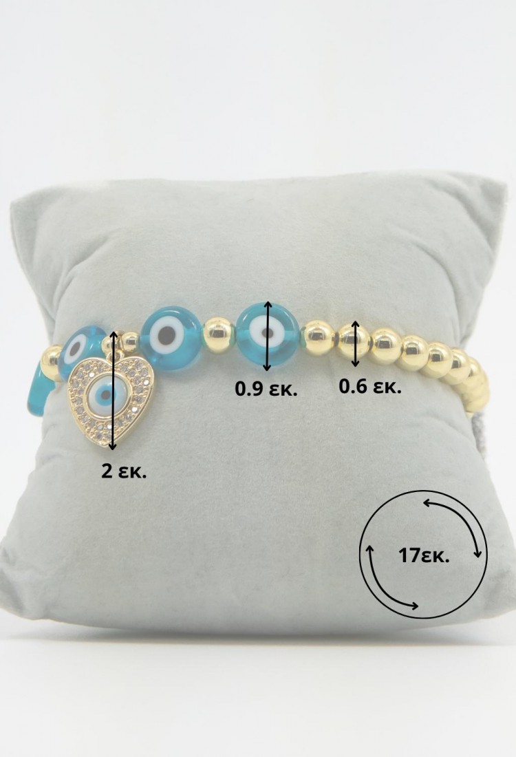 Women’s Elastic Bracelet with Heart and Evil Eye 527282-2