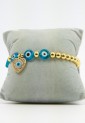 Women’s Elastic Bracelet with Heart and Evil Eye 527282-2