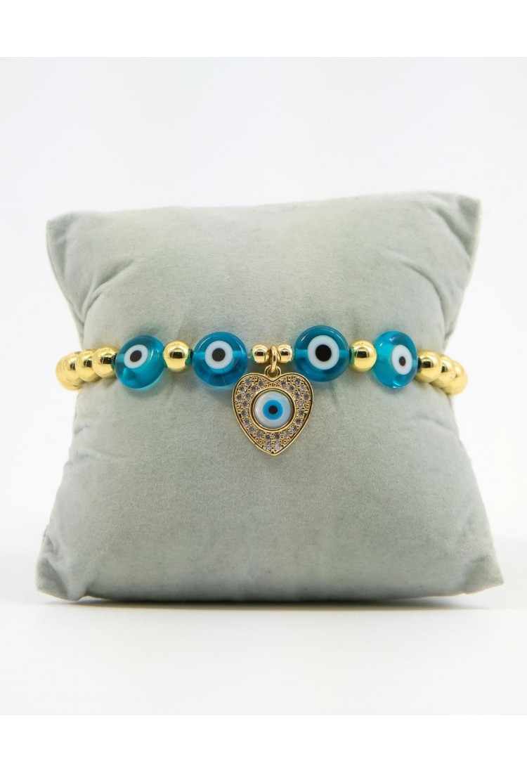 Women’s Elastic Bracelet with Heart and Evil Eye 527282-2