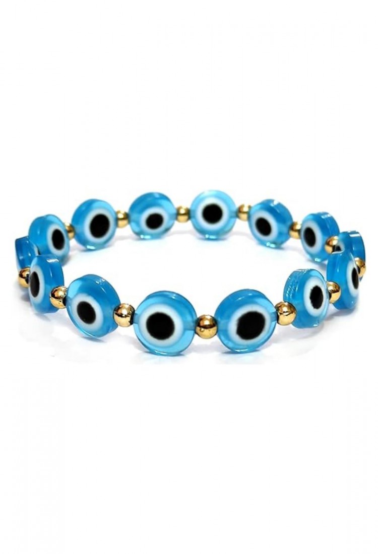 Γυναικείο Βραχιόλι Ελαστικό Evil Eye Με Γυάλινα Μάτια Και Χρυσές Χάντρες 527286-1