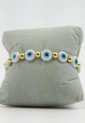 Γυναικείο Βραχιόλι Ελαστικό Evil Eye Με Λευκά Μάτια Και Χρυσές Χάντρες 527286-2