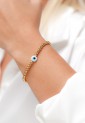Γυναικείο Ελαστικό Βραχιόλι Με Evil Eye Μάτι Και Χάντρες Ορείχαλκου 527292-2