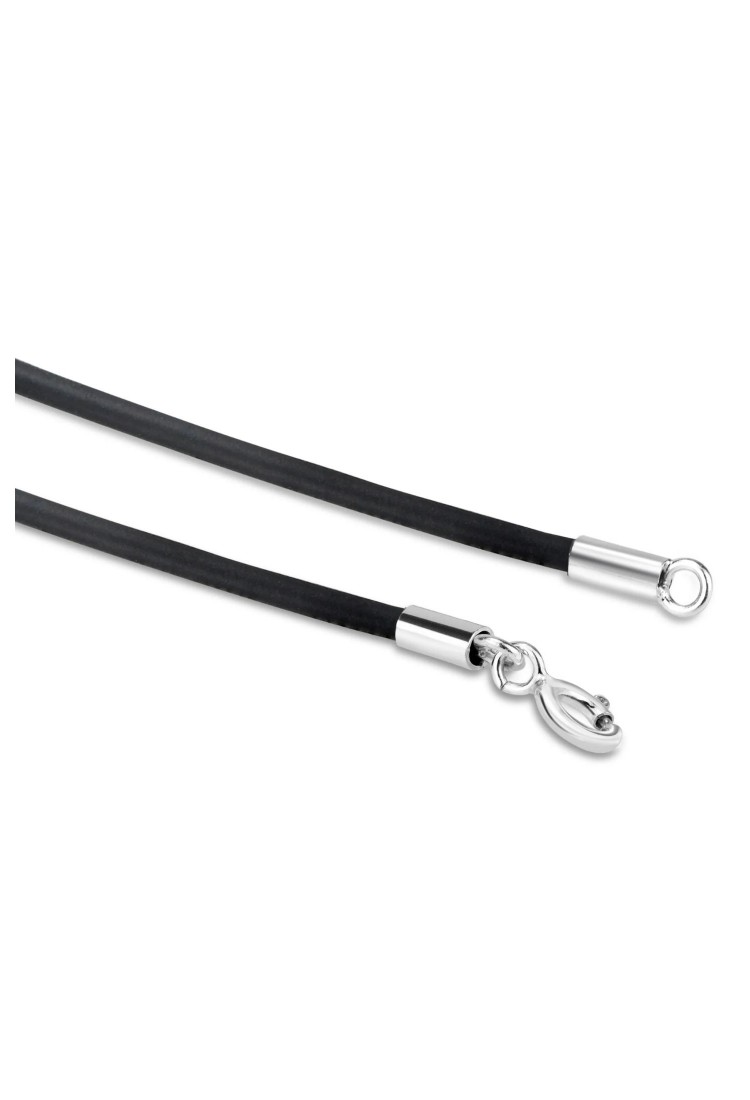 Rubber Necklace Cord 1.5mm 50cm with 925 Silver Clasp RCK250-1