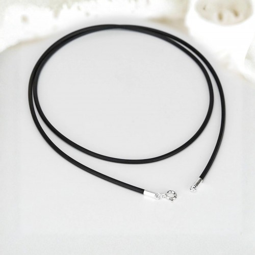 Rubber Necklace Cord 2mm 43cm with 925 Silver Clasp RCK250-2