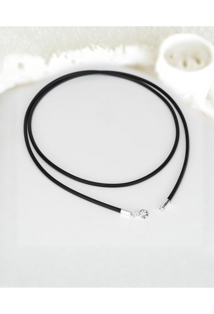 Κορδόνι Λαιμού Καουτσούκ 2mm 43cm Με Ασήμι 925 Κούμπωμα RCK250-2