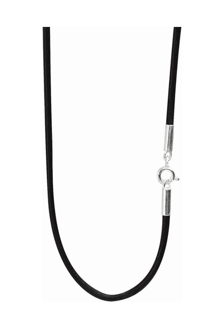 Κορδόνι Λαιμού Καουτσούκ 2mm 43cm Με Ασήμι 925 Κούμπωμα RCK250-2