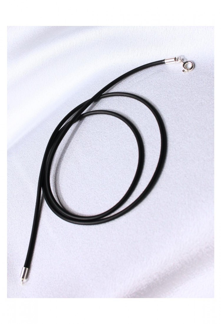 Κορδόνι Λαιμού Καουτσούκ 2 mm 56cm Με Ασήμι 925 Κούμπωμα 527388-3