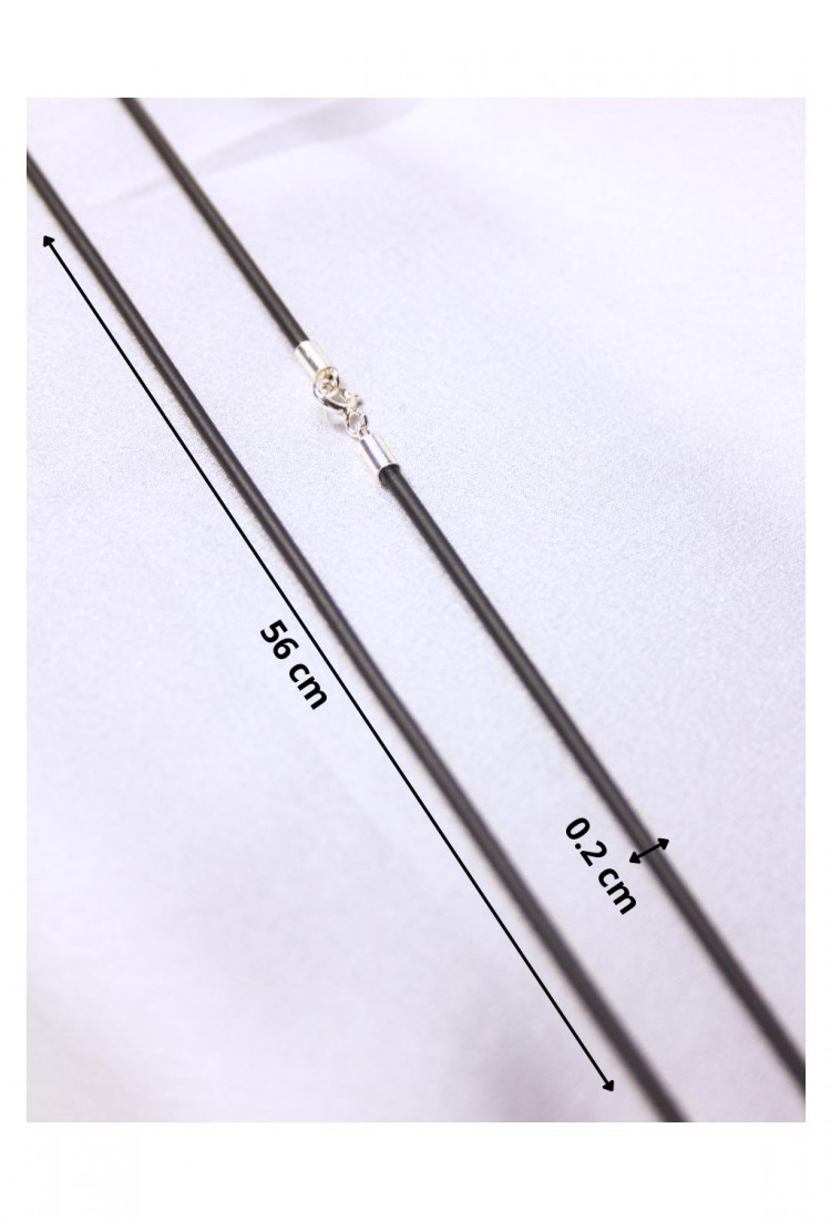 Κορδόνι Λαιμού Καουτσούκ 2 mm 56cm Με Ασήμι 925 Κούμπωμα 527388-3