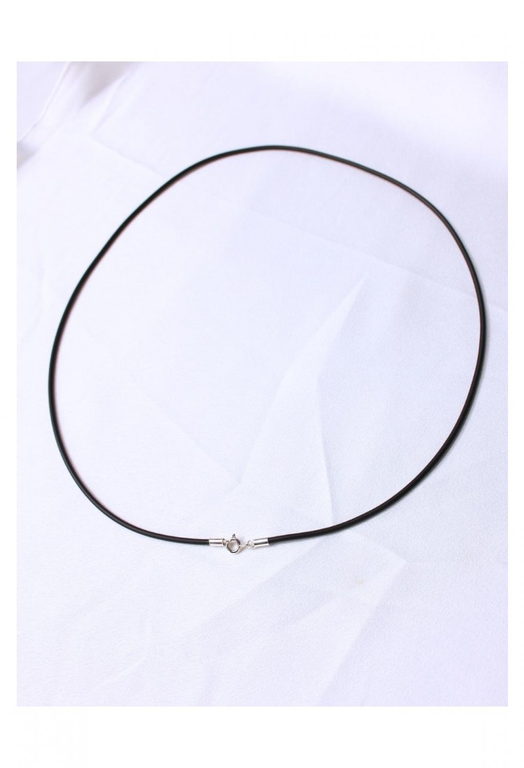 Κορδόνι Λαιμού Καουτσούκ 2 mm 56cm Με Ασήμι 925 Κούμπωμα 527388-3