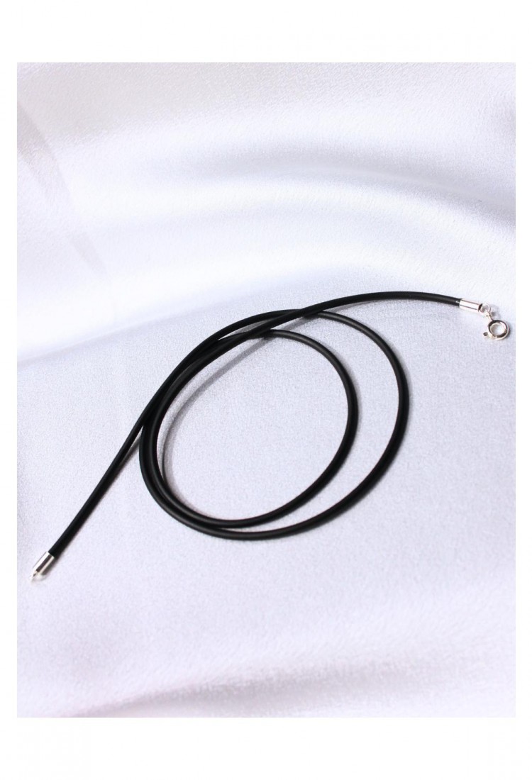 Κορδόνι Λαιμού Καουτσούκ 2 mm 52 cm Με Ασήμι 925 Κούμπωμα 527388-2