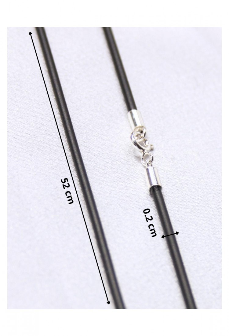 Κορδόνι Λαιμού Καουτσούκ 2 mm 52 cm Με Ασήμι 925 Κούμπωμα 527388-2