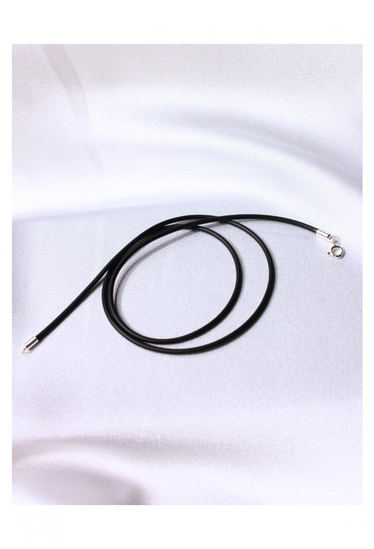Κορδόνι Λαιμού Καουτσούκ 2.5mm 41cm Με Ασήμι 925 Κούμπωμα 527388-1