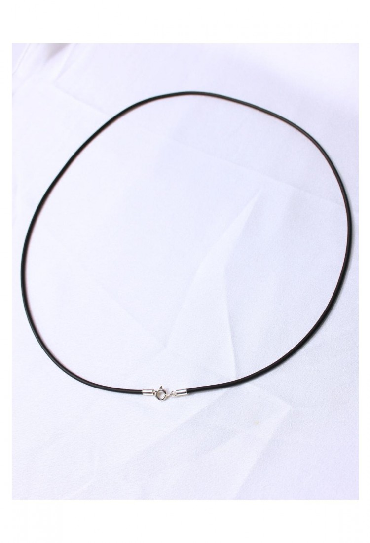 Κορδόνι Λαιμού Καουτσούκ 2.5mm 41cm Με Ασήμι 925 Κούμπωμα 527388-1