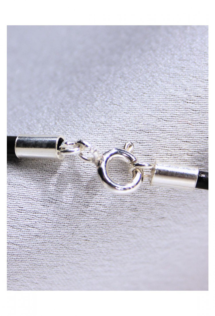 Κορδόνι Λαιμού Καουτσούκ 2.5mm 41cm Με Ασήμι 925 Κούμπωμα 527388-1