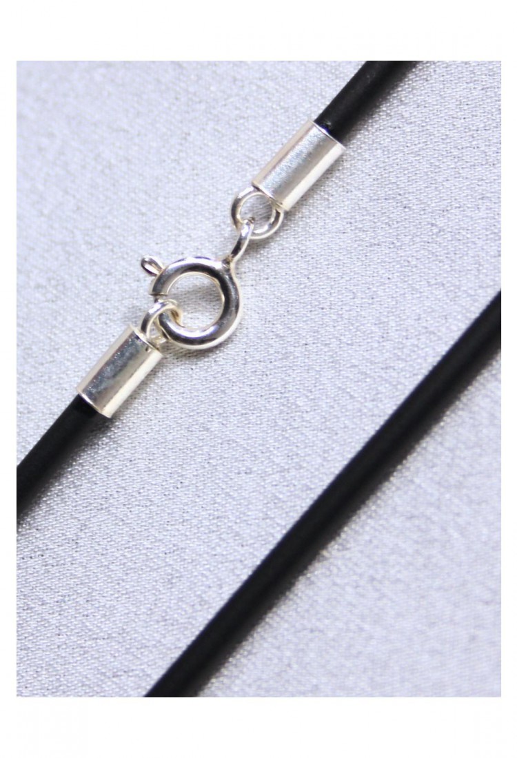 Κορδόνι Λαιμού Καουτσούκ 2.5mm 41cm Με Ασήμι 925 Κούμπωμα 527388-1