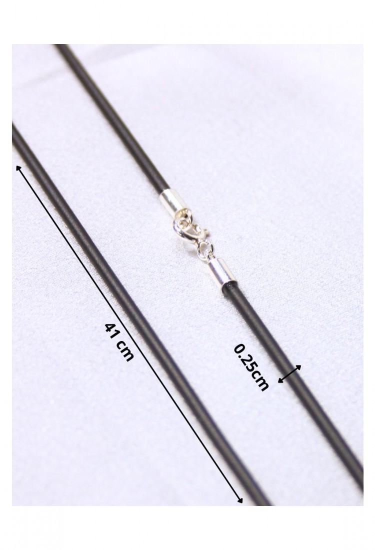 Κορδόνι Λαιμού Καουτσούκ 2.5mm 41cm Με Ασήμι 925 Κούμπωμα 527388-1
