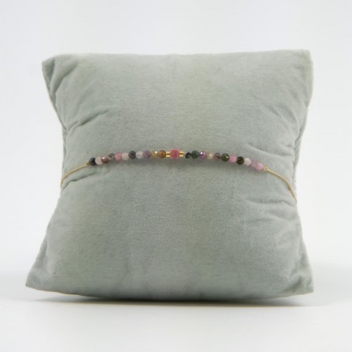 Women’s Thin Macrame Bracelet With Natural Multicolor Tourmaline Stones 527301-2