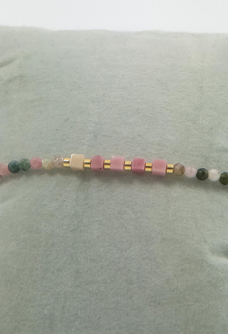 Women’s Boho Macrame Bracelet with Natural Multicolor Tourmaline Stones 527301-3